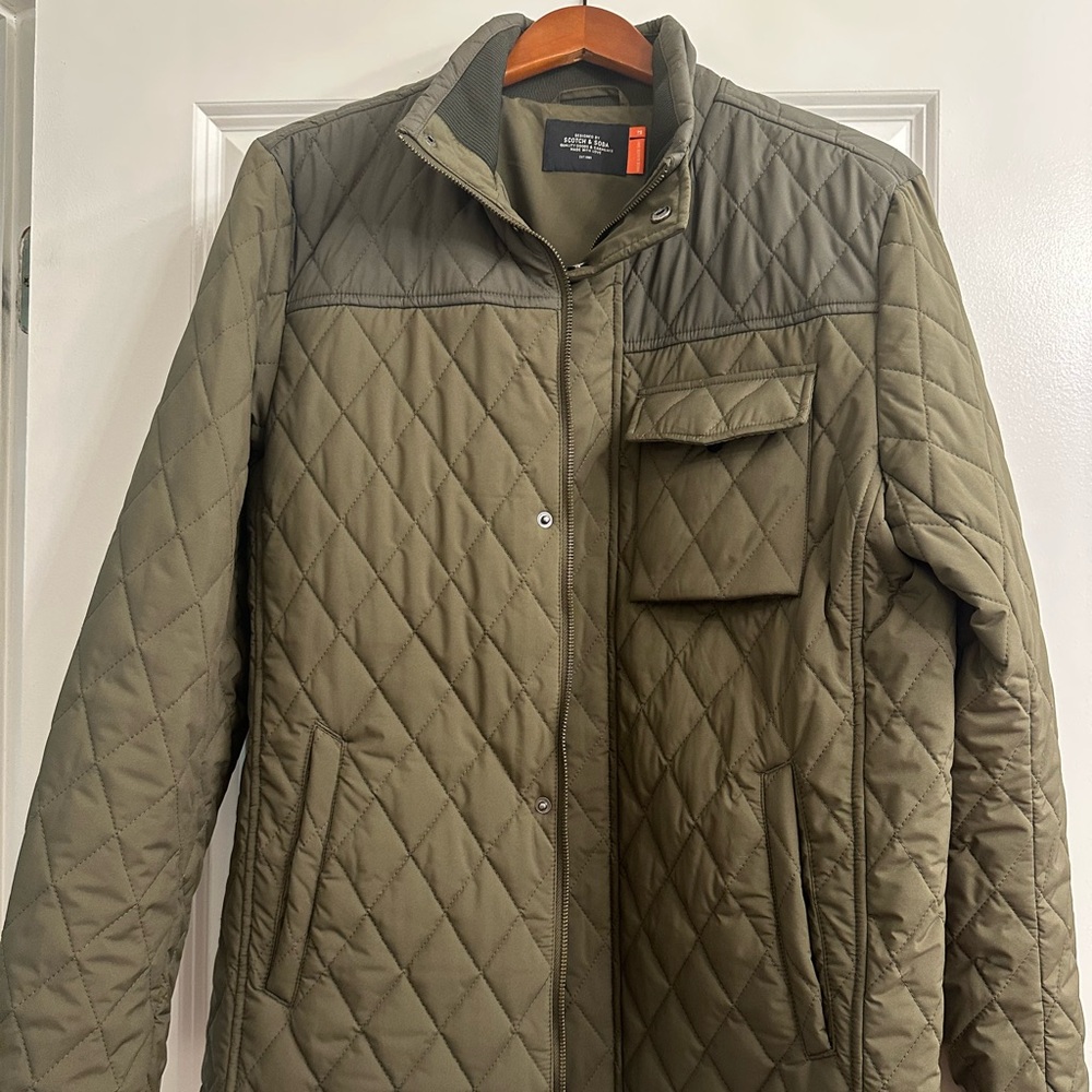 Scotch And Soda Men’s Olive Quilted Jacket Size L